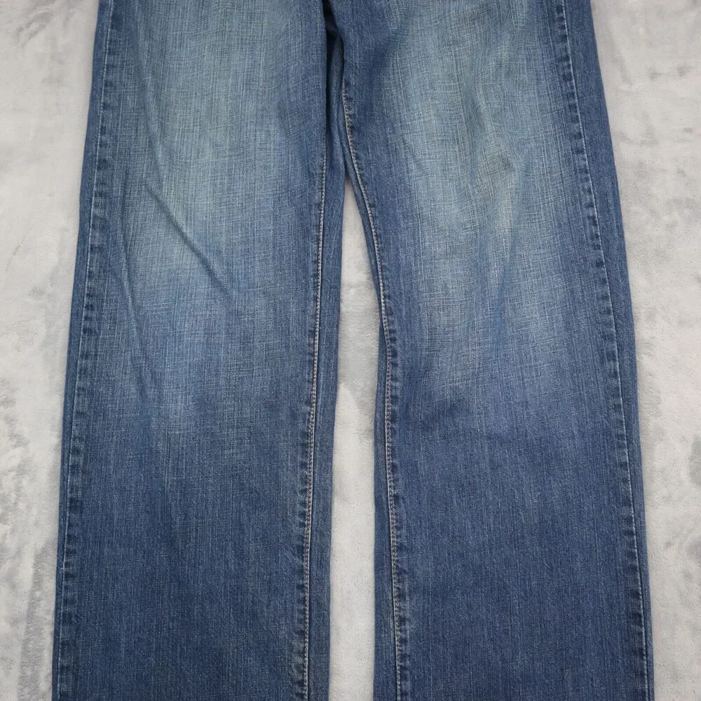 Calvin Klein Pants Mens 36 Blue Straight High Rise Button Zip Cotton Denim Jeans
